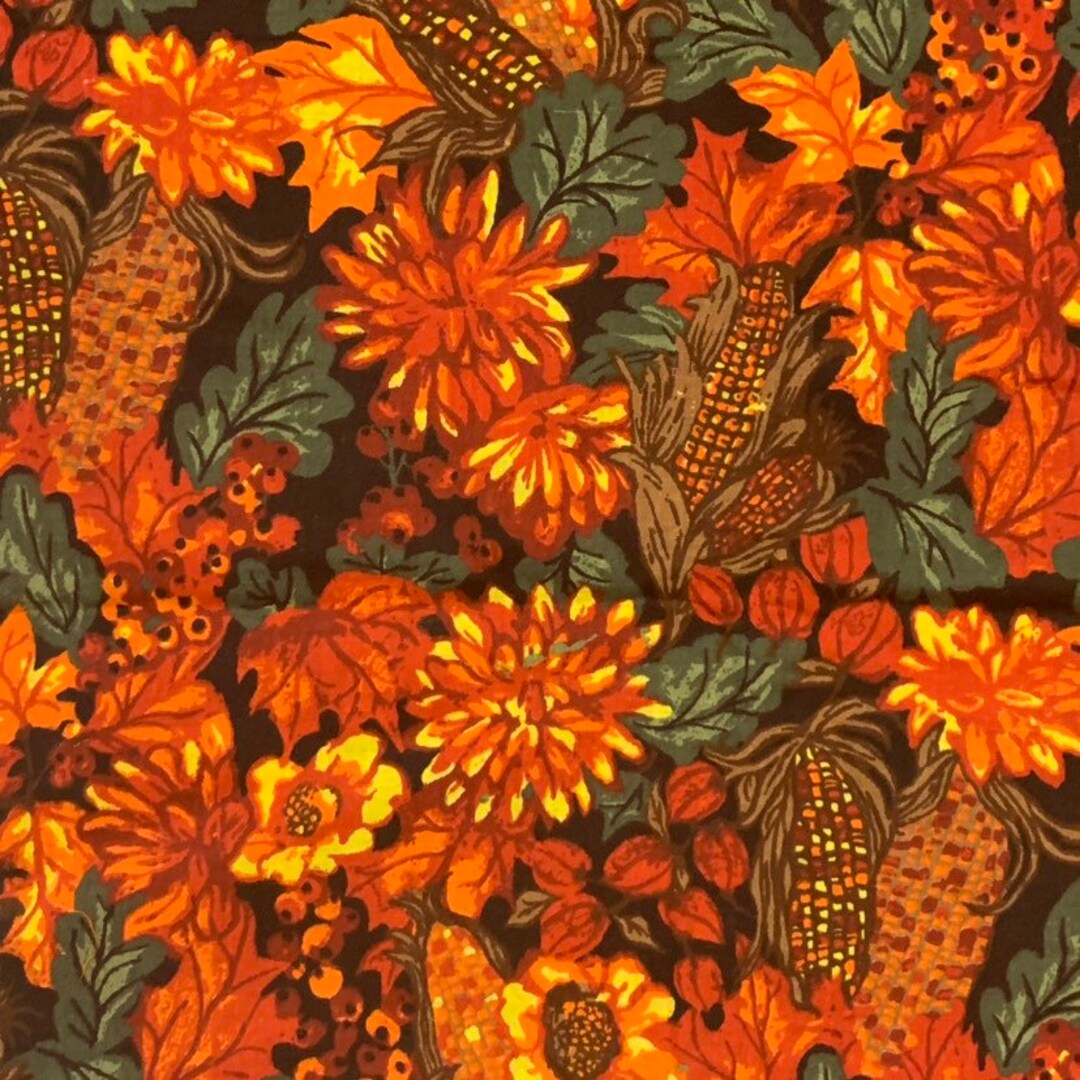 Orange Autumn Cotton Fabric. Fall Foliage, Harvest - Etsy