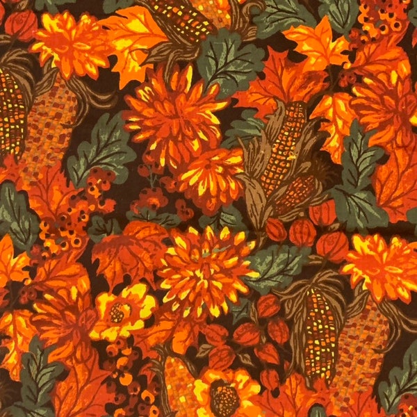 Orange Autumn Cotton Fabric. Fall Foliage, Harvest