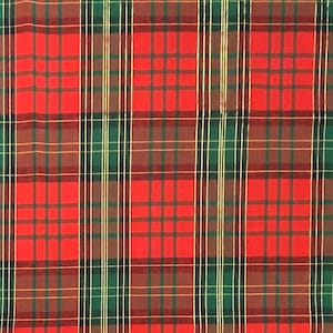 Red and Green Plaid Cotton Fabric