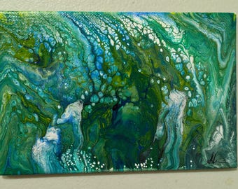 Original acrylic pour painting--Grotto