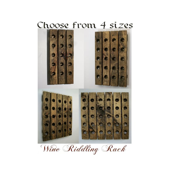 RUSH ORDER Distressed Wood Riddling Wine Rack 15, 20, 25, 30 Bottle Rustic winery décor birthday gift