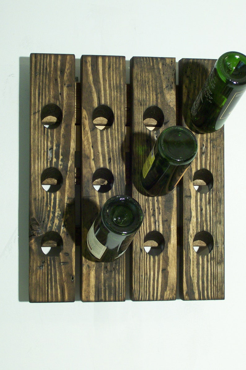 Wall Wine Rack Wood Wine Rack Distressed Wood Wall Mount Wine Etsy