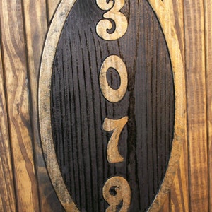Address Sign Oval Antique Brass Finished Large Custom Carved Wood Plaque