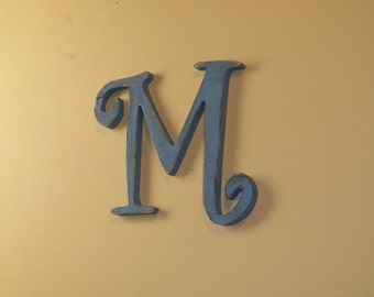 Fancy Wood Letter M Distressed 12 inch Rustic Wall Decor Choice of Letter and Color