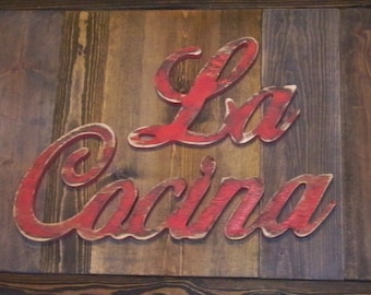 La Cocina Sign Wooden Kitchen Decor Shabby Distressed Wood