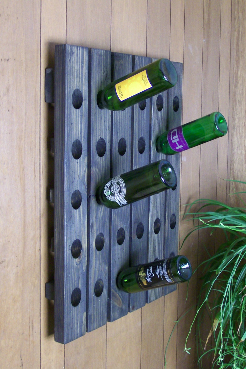 Distressed Wine Riddling Rack Wood Wall Hanging Winerack Ebony - Etsy