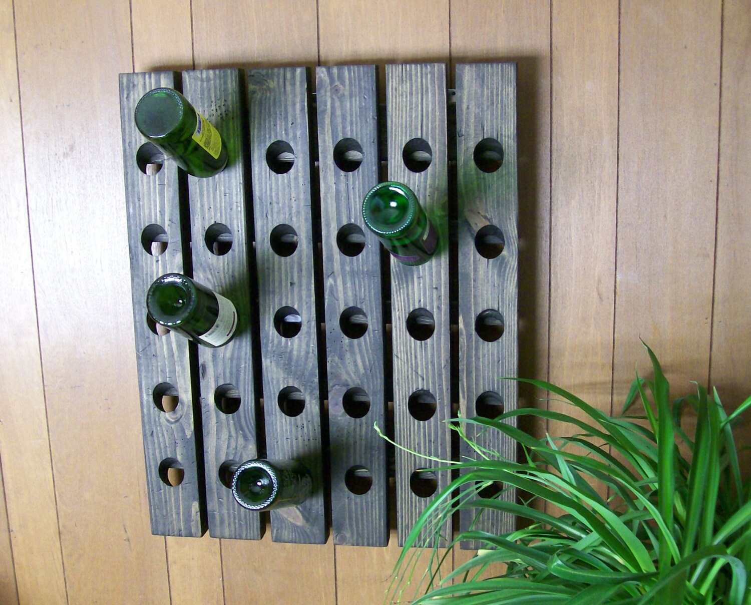 Distressed Wine Riddling Rack Wood Wall Hanging Winerack Ebony - Etsy
