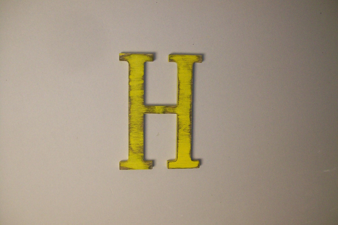 Hanging Wood Letter H 12inch Wall Letter Distressed Initial Etsy