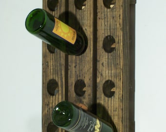 Vineyard Decor Sommelier Riddling Rack Distressed Wood Antique Style 12-Bottle Winerack