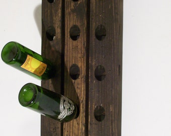 Reclaimed Wood Wine Rack, Hand Made Rustic Wall Mounted, Unique Wine Display