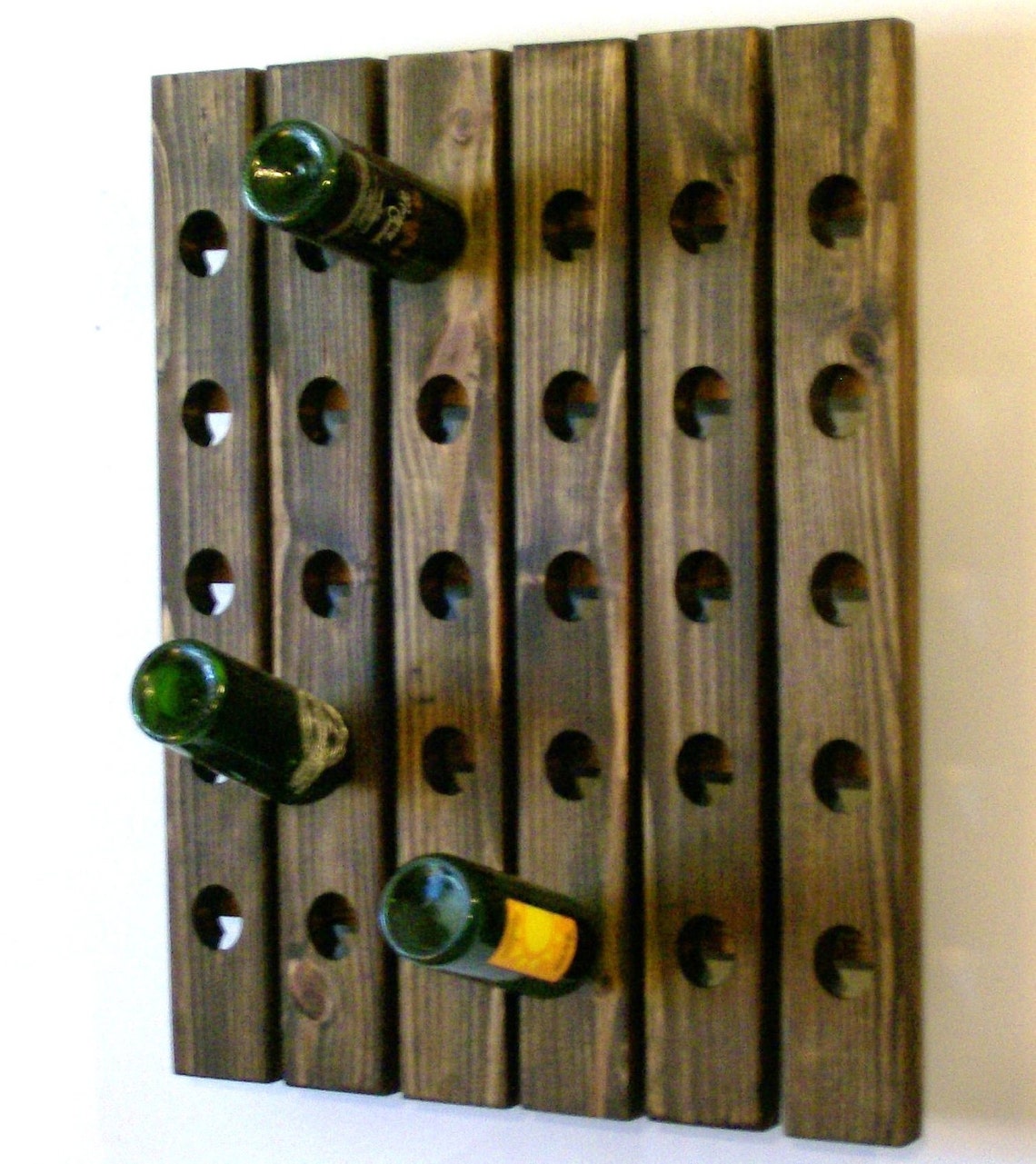 Riddling Wine Rack, Walnut Finish, Wall Mounted Riddling Rack 30-bottle ...