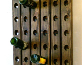 Riddling Wine Rack, Walnut Finish, Wall Mounted Riddling Rack 30-Bottle