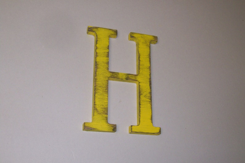 Hanging Wood Letter H 12inch Wall Letter Distressed Initial Etsy