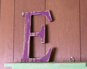 Wood Letter E 12-inch Distressed Choice of Letter and Color!