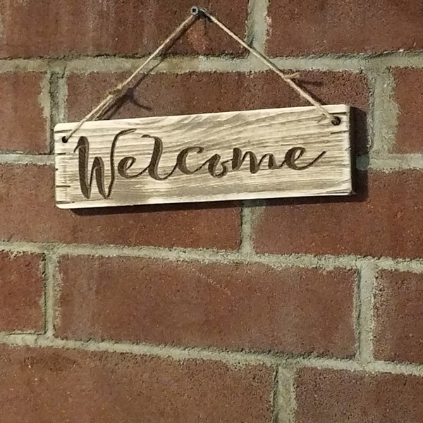 Carved Wood Welcome Sign