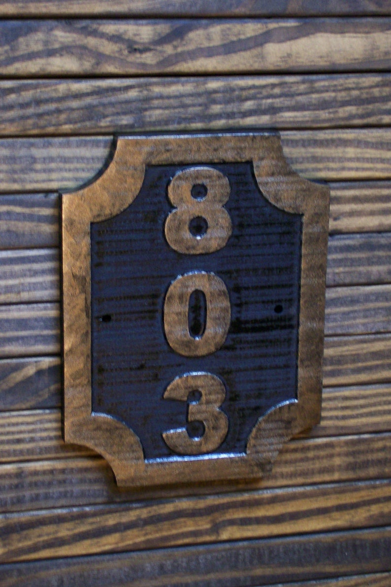 Custom Carved Sign Address Plaque Wood Hand Painted Brass Etsy
