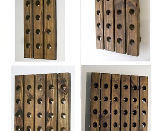 Wood Wine Riddling Rack Wall Mounted Riddling Rack 12, 16, 20, or 24 Bottle Wedding Wine Gift