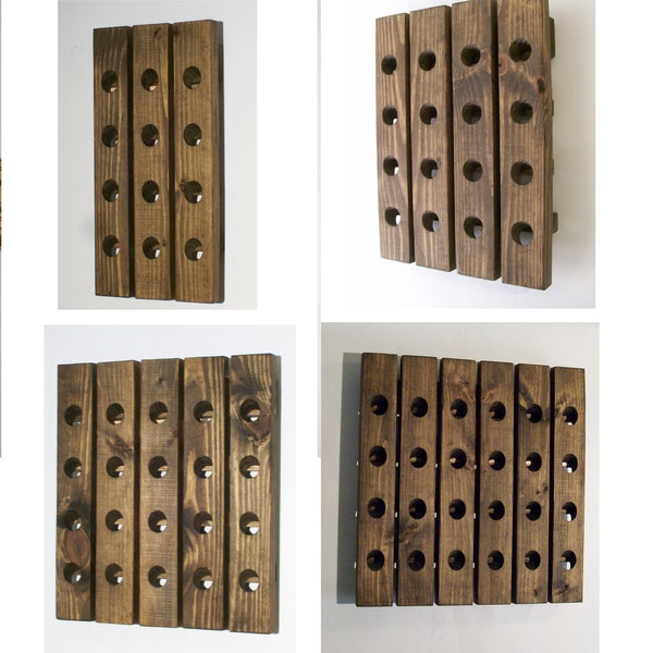 Wood Wine Riddling Rack Wall Mounted Riddling Rack 12, 16, 20, or 24 Bottle Wedding Wine Gift