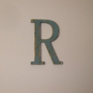 12-inch Distressed Wood Letter R Wall Hanging Monogram Initial image 1
