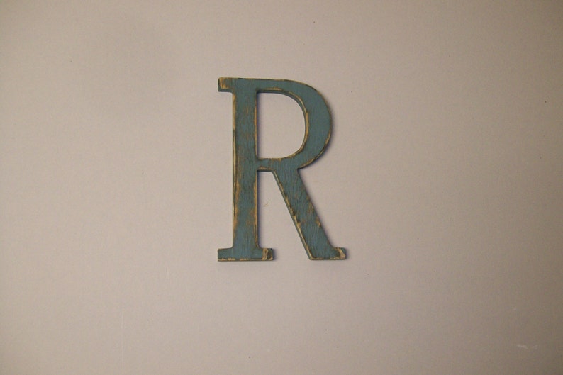 12-inch Distressed Wood Letter R Wall Hanging Monogram Initial image 1