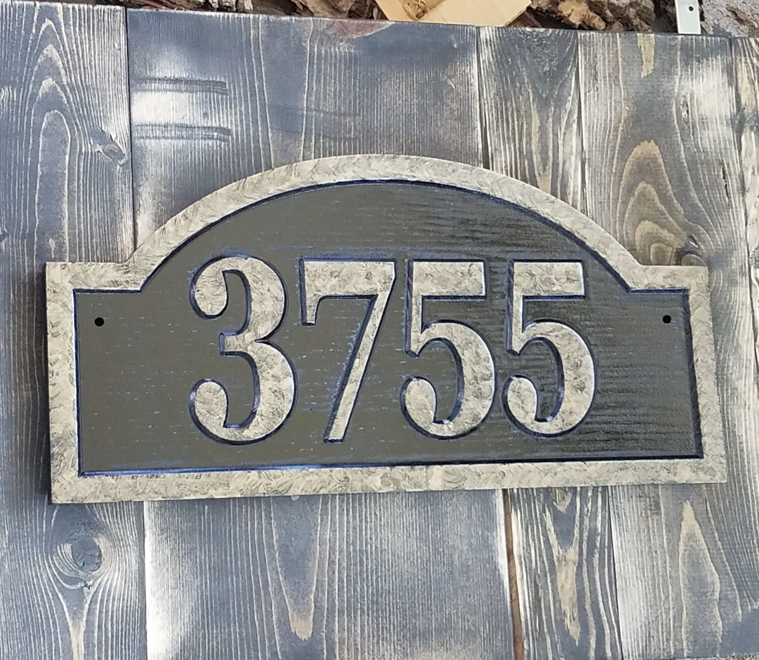 Wooden Address Plaque Custom Carved Antique Brass Finished Etsy
