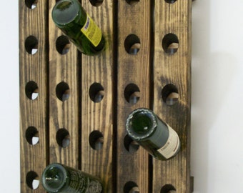 Riddling Wine Rack, Handcrafted Wood, Wall Hanging