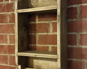 Bathroom Shelf Unit Hand Towel Rack Rustic Wood Weathered Gray