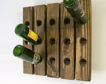 Riddling Wine Rack - Heavy Duty Wall Hanging Wooden Wine Rack - Perfect for Wine Storage and Display