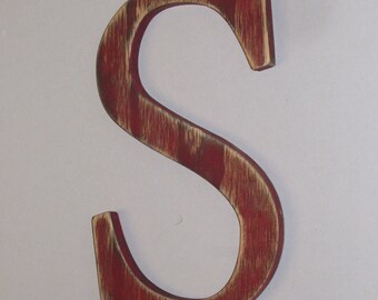 Distressed Wood Letter S -or ANY letter- 12-inch  Wall Hanging Monogram Initial
