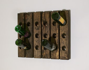 Wine Rack Wood Wall Hanging 4 Sizes: 9, 12, 15, 18 Bottle