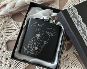 Personalized flask for women, Custom bride gift, Bachelorette party, 21st birthday gift for her, Bridesmaid, Maid of honor proposal