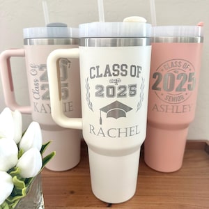 Personalized graduation tumbler, High school graduation gift for her, Custom graduation cup class of 2025, Senior graduation party favors