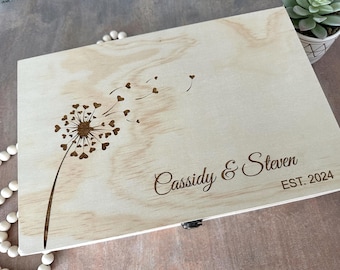Personalized Wooden Memory Box, Custom Engraved Keepsake Box, Rustic Storage Box, Wedding Gift Keepsake Box, 2026 Weddings, Valentines Gift