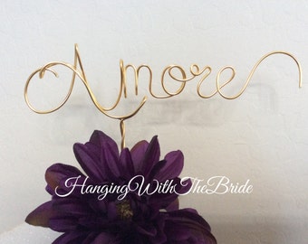 Personalized wire cake topper, Wedding cake decoration, Amore wedding topper, Custom party decor, Birthday, Anniversary