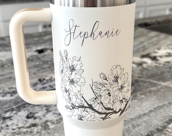 Personalized 40oz Tumbler With Handle Lid and Straw, Insulated Engraved Cup, Bridesmaid proposal, Gifts for Her, Corporate Custom Logo