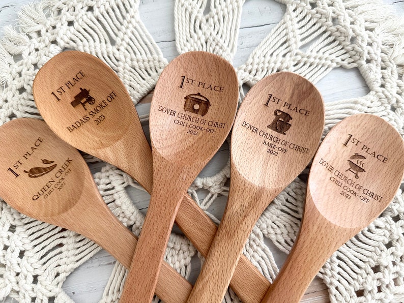 Chili cook off personalized wooden spoon, Crockpot cookoff trophy, Grill master competition award, Baking trophies, Grill master, Smoker image 5