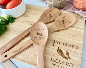 Chili Cook off personalized wooden spoon, Grill cookoff trophy, Home gift, Baking contest, Crockpot finalist, Grill master