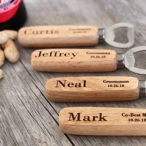 Wedding Personalized Bottle Opener for Groomsman and Best Man, Custom Corporate Logo Gifts for Employee Appreciation, Christmas Stuffer afbeelding 1