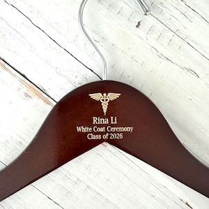 First White Coat Ceremony Hanger, Personalized Medical, Dental, Nursing, Veterinary Gift, Class of 2026 White Coat Ceremony Keepsake zdjęcie 2