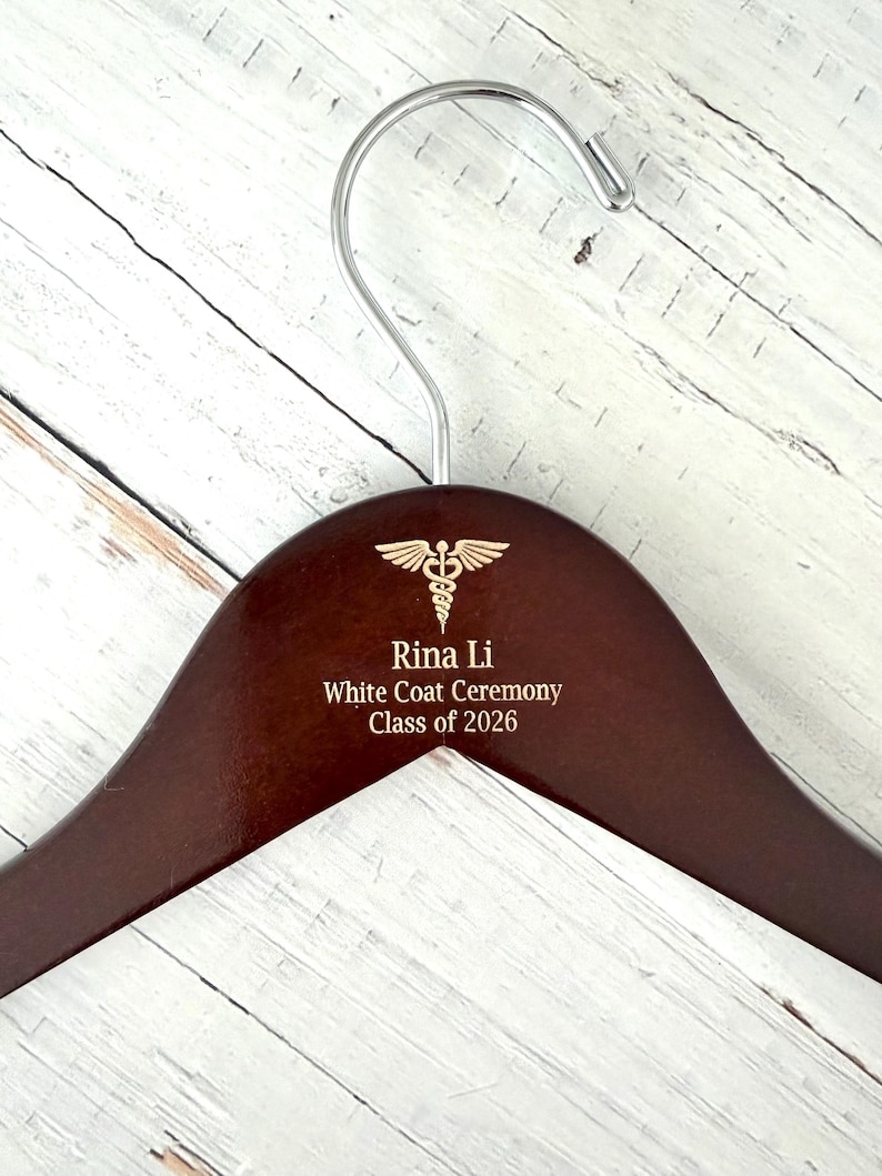 First White Coat Ceremony Hanger, Personalized Medical, Dental, Nursing, Veterinary Gift, Class of 2026 White Coat Ceremony Keepsake zdjęcie 2