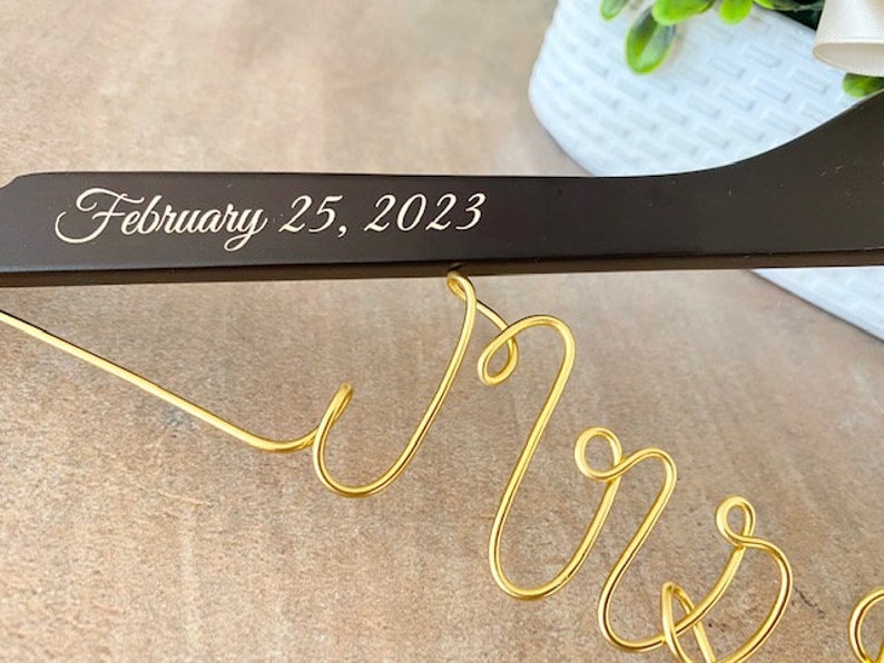 Mrs Wire Name Hanger, Personalized Wedding Dress Hanger, Wedding shower gift for a bride, Unique Engagement gifts, New last name wire hanger image 2