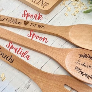 Personalized gift for mom, Personalized wooden spoon holiday gifts, Home gift, Grandma gift, Custom wooden Utensils, Reunion home gifts image 4