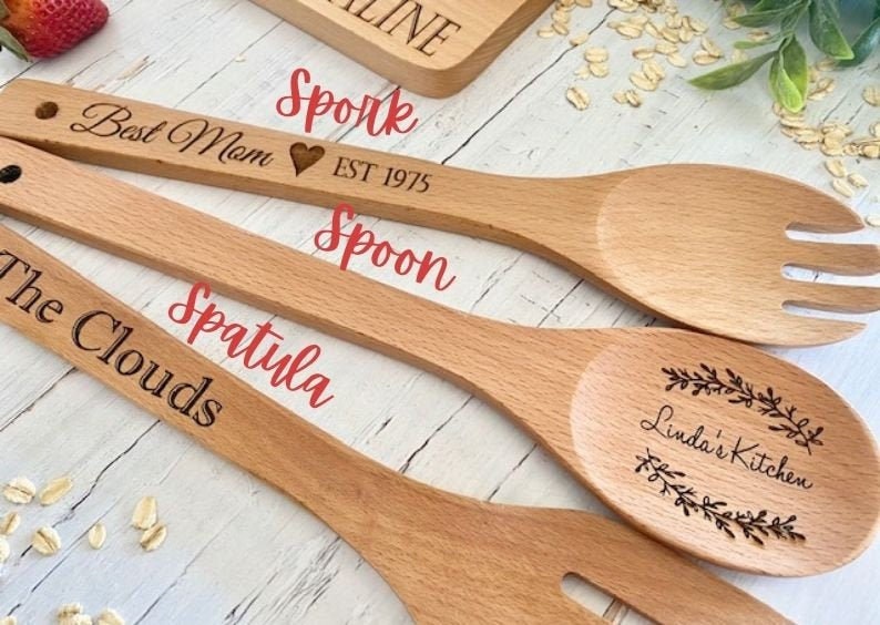 Personalized gift for mom, Personalized wooden spoon holiday gifts, Home gift, Grandma gift, Custom wooden Utensils, Reunion home gifts image 4