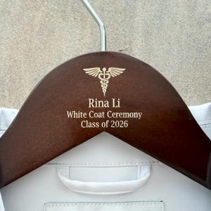 First White Coat Ceremony Hanger, Personalized Medical, Dental, Nursing, Veterinary Gift, Class of 2026 White Coat Ceremony Keepsake