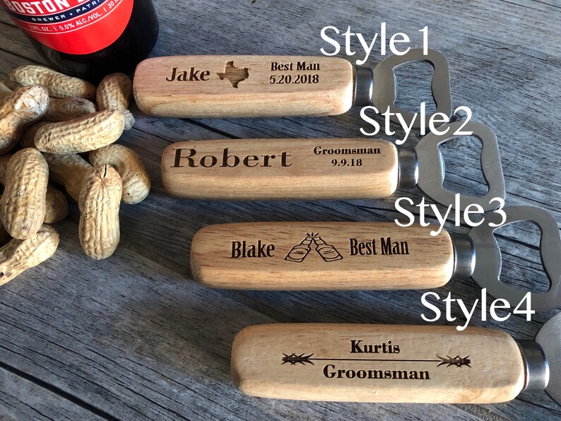 Engraved Wood opener Set of 7 Personalized Bottle Opener Custom Bottle Opener Wedding Gift Christmas gifts Groomsmen Gift