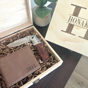 Regalo personalizado para el Día del Padre, cuchillo y billetera personalizados para hombres, regalo de cumpleaños para novio, regalo único para esposo de su esposa.