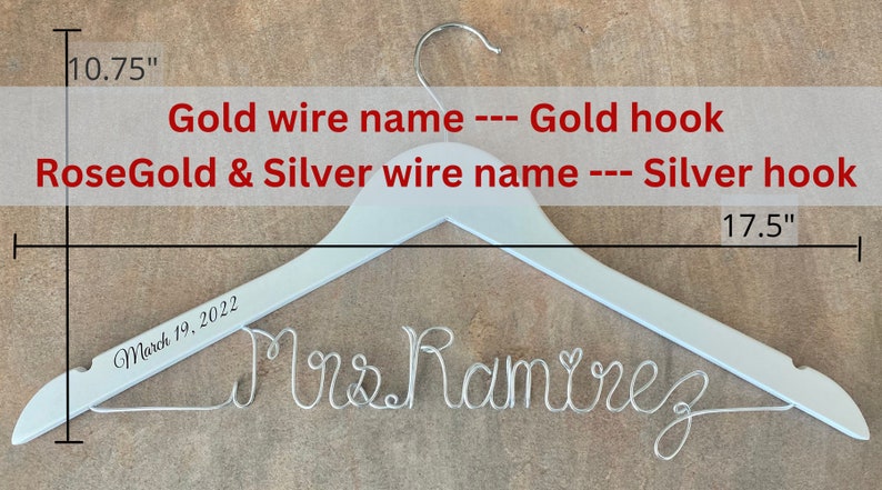 Wedding hanger, Bridal hanger, Personalized hanger, Unique engagement gift for a bride, Custom wire hanger, New last name Mrs hanger image 7