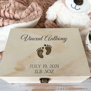 Personalized Baby Keepsake Box, Engraved Memory Box for Kids, Nursery Decor, New Baby Gift For Newborn, Unique Baby Memory Box, Baptism