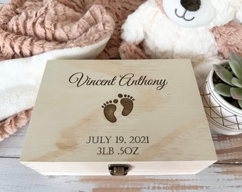 Personalized Baby Keepsake Box, Engraved Memory Box for Kids, Nursery Decor, New Baby Gift For Newborn, Unique Baby Memory Box, Baptism