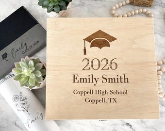 Graduation Memory Box 2026, Personalized Grad Gift Box, Keepsake Time Capsule, Class of 2026 Gift for Her or Him, Custom Photo Box